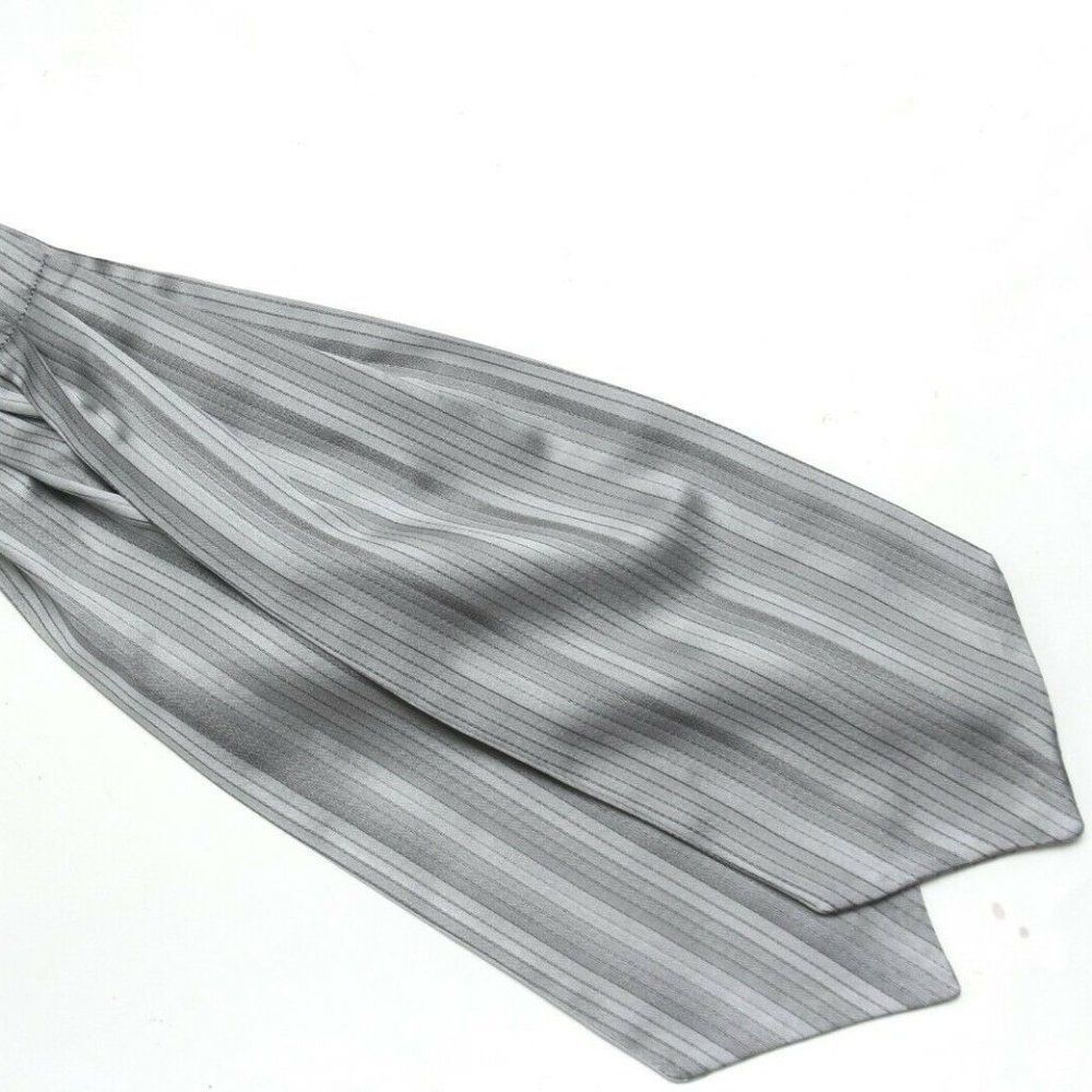 Silk Grey Men's Cravat Ascot Tie Cotton Day Cravat Ascot A162 Striped